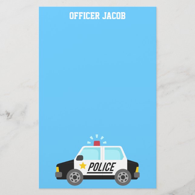 Papelaria Carro de Polícia Clássico com Sirene para Crianças (Frente)