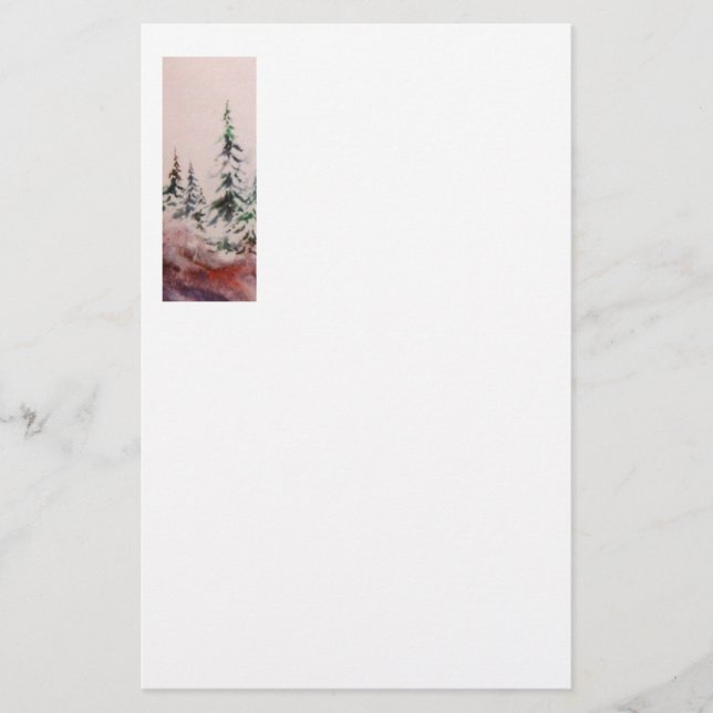 Papelaria Carta da Paisagem de Inverno (Frente)