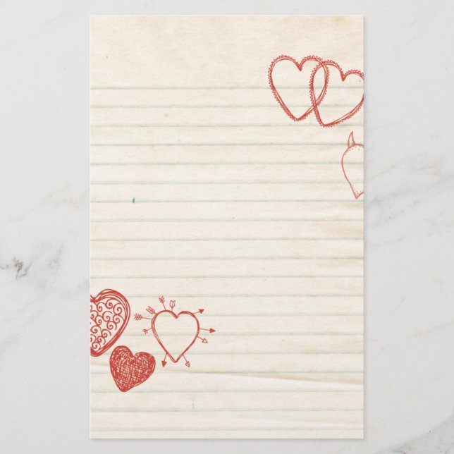 Papelaria Carta de amor do bloco de notas do Doodle (Frente)