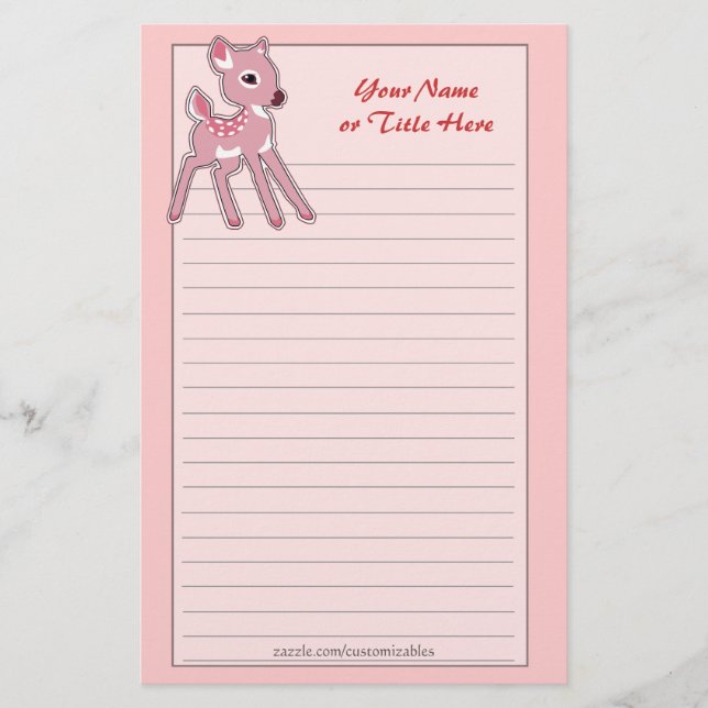 Papelaria Carta de Bebê Fawn (Frente)