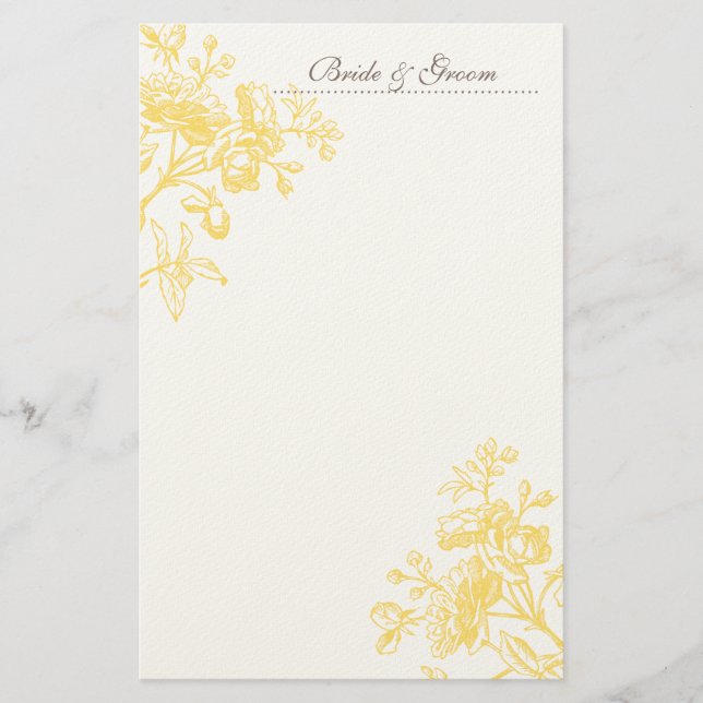 Papelaria Carta de Casamento de Rosa Amarela (Frente)