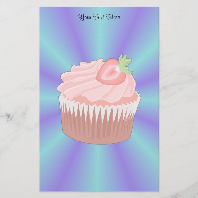Papelaria Carta de Cupcake de Morango (Frente)