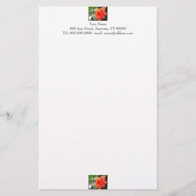 Papelaria Carta de Flor Laranja (Frente)