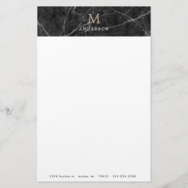 Papelaria carta de monograma preto masculino