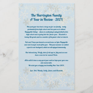 Papelaria Carta de Natal Família Flocos de Neve Ano em Revis