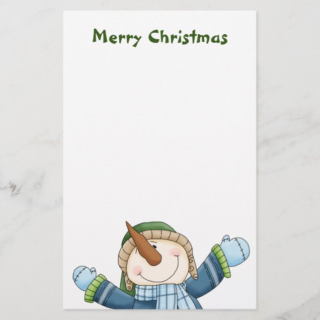 Papelaria Carta de Natal Feliz Snowman (Frente)