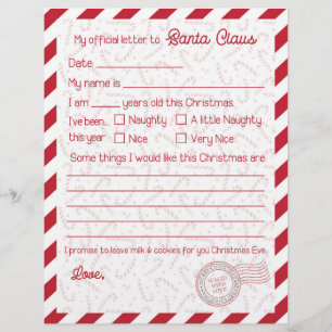 Papelaria Carta de Natal para o Papai Noel com Lis