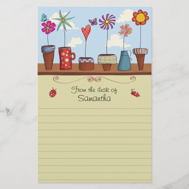Papelaria Carta de Potes Flores (Frente)