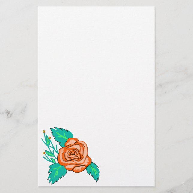 Papelaria Carta de Rosa Laranja (Frente)