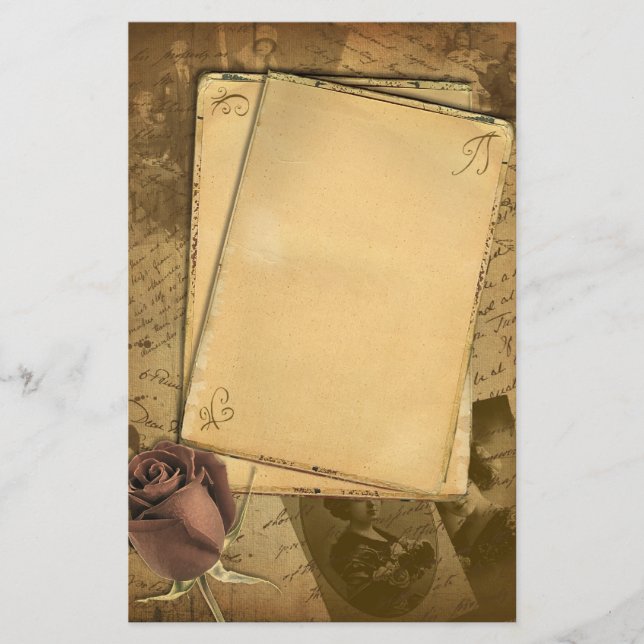 Papelaria Carta de Rosa Vintage (Frente)