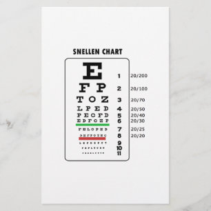 Papelaria Carta de Snellen (carta do exame de olho)