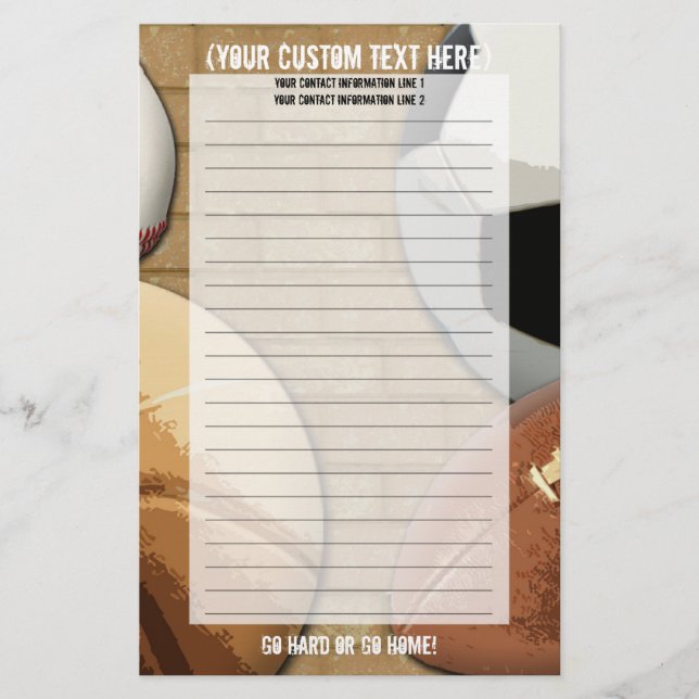 Papelaria Carta Esportiva Personalizada (Frente)