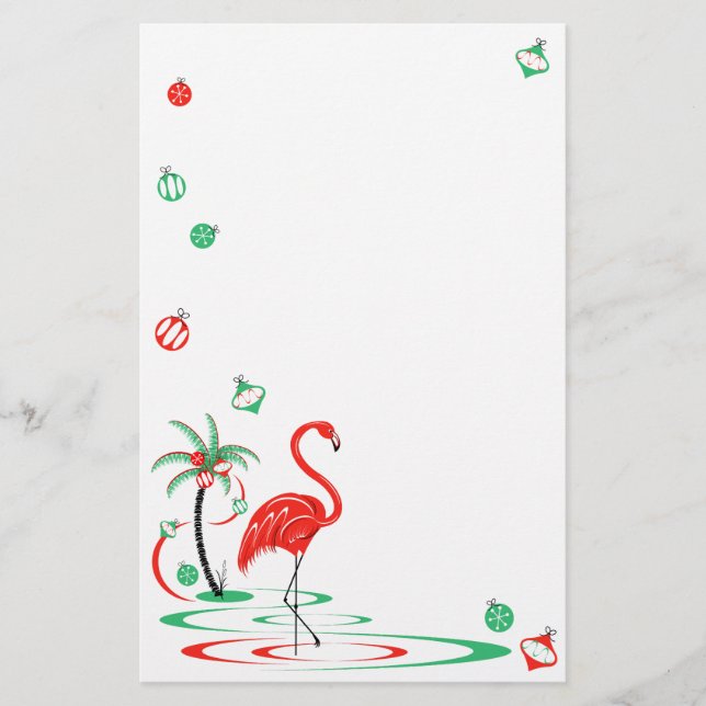 Papelaria Carta Flamingo Baubles de Natal Vermelho (Frente)