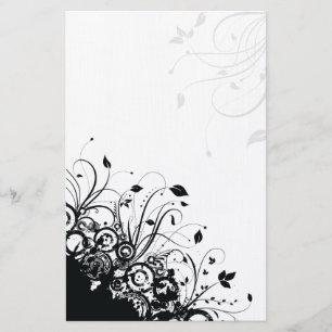 Papelaria Carta Floral Abstrato de Arte Negra