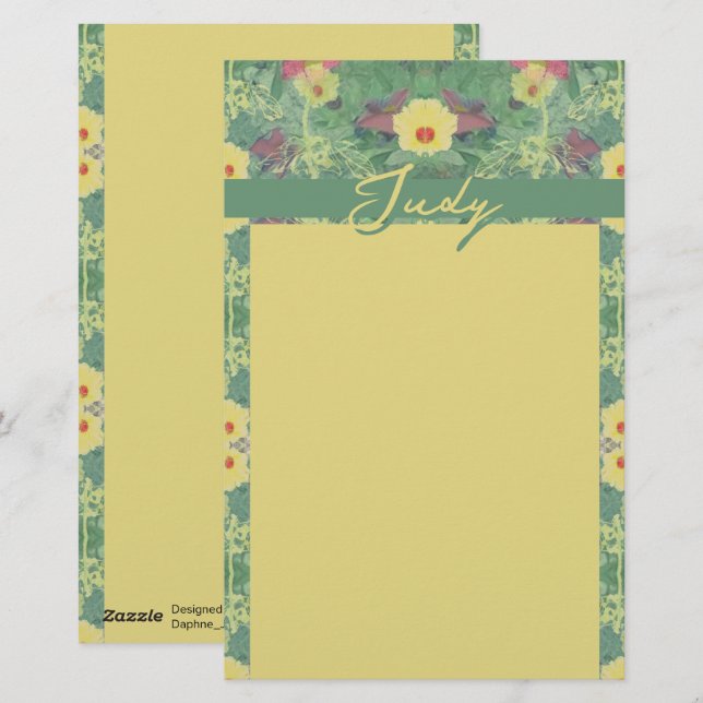 Papelaria Carta Verde Floral (Frente/Verso)