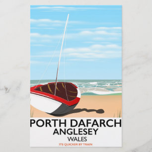 Papelaria Cartaz de viagem antigo de Porth Dafarch, Anglesey