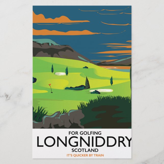 Papelaria cartaz de viagem de golfe longniddry Escócia (Frente)