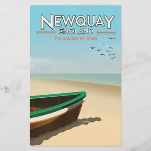 Papelaria Cartaz de viagem de Newquay Inglaterra Vintage à b