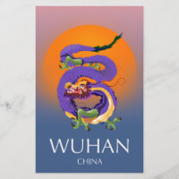 Cartaz de viagem do Dragão de Wuhan China