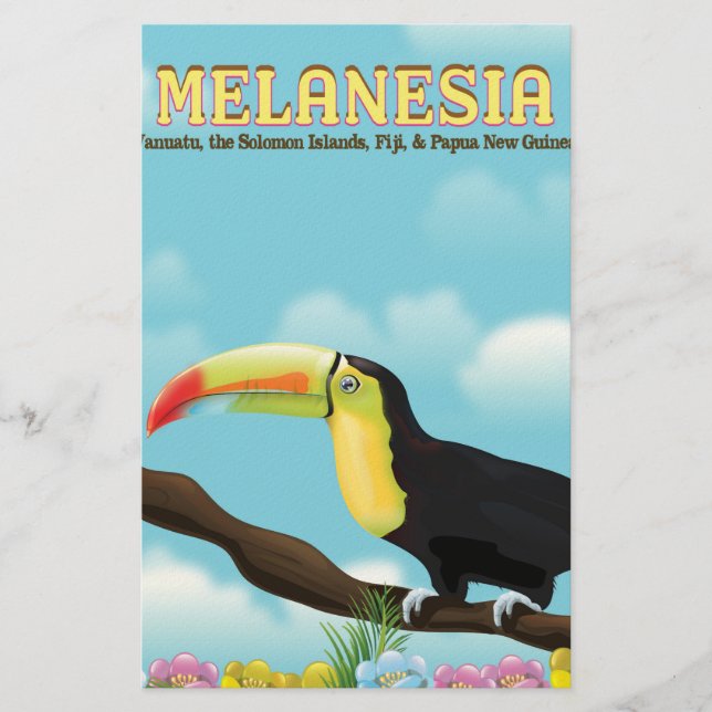 Papelaria cartaz de viagem do tucano da Melanésia (Frente)
