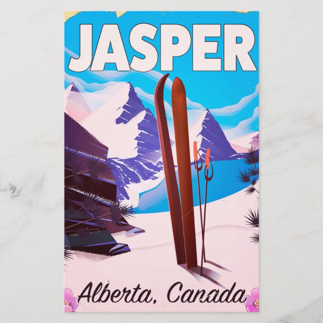 Papelaria Cartaz de viagem Jasper Alberta Canadá (Frente)