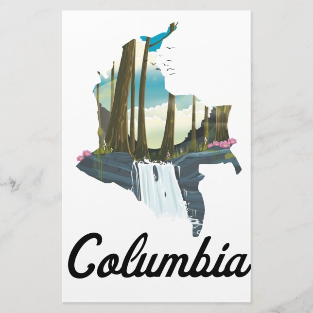Papelaria cartaz de viagem mapa da Colômbia (Frente)