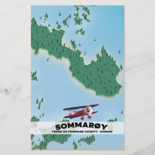 Papelaria cartaz de viagem mapa da Sommarøy Noruega