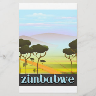 Papelaria cartaz de viagem paisagem do Zimbábue
