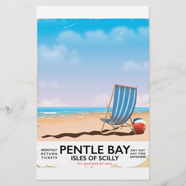 Papelaria Cartaz de viagem para Pentle Bay Ilhas Scilly (Frente)