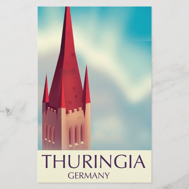 Papelaria cartaz de viagem Turíngia Alemanha (Frente)