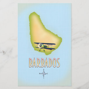 Papelaria Cartaz de viagem vintage do mapa de Barbados.