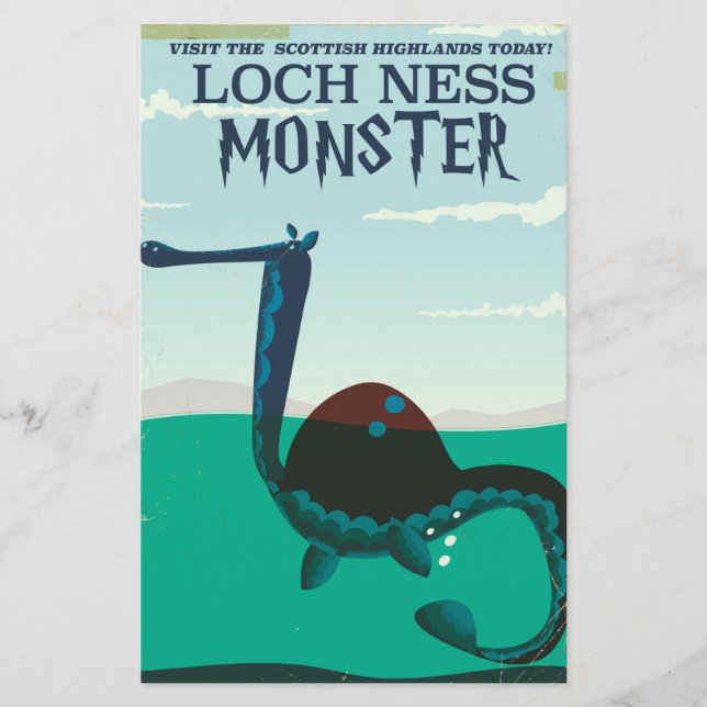 Papelaria Cartaz engraçado do Monstro do Lago Ness (Frente)