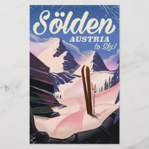 Papelaria Cartaz vintage de esqui Sölden Áustria