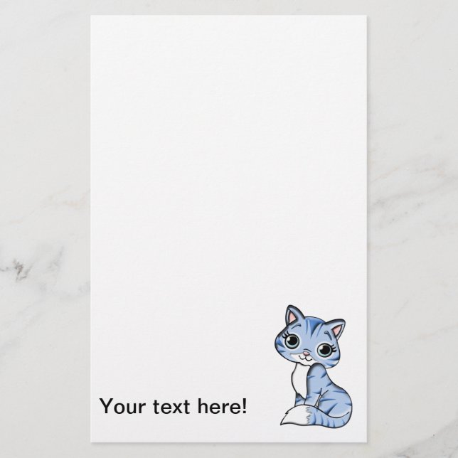 Papelaria Cartoon de gato azul (Frente)