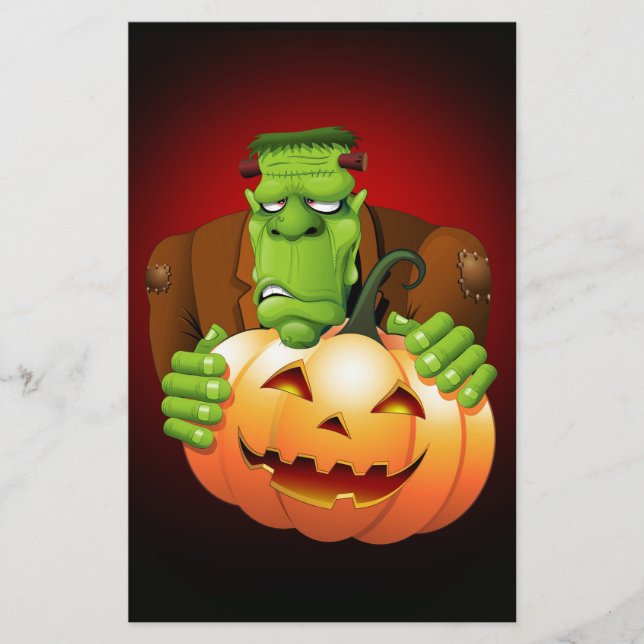 Papelaria Cartoon Frankenstein Monster com Pumpkin (Frente)
