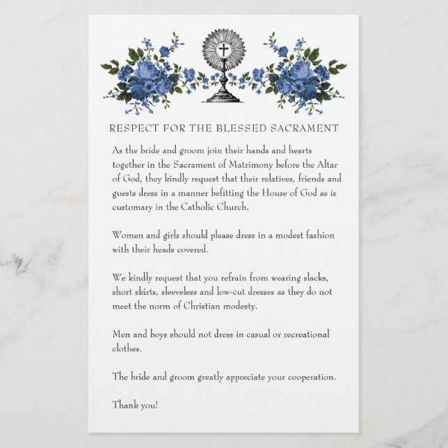 Papelaria Casamento Católico Vestuário Modesto para Igreja R (Frente)