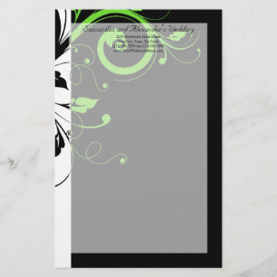 Papelaria Casamento de espiral preto/branco/Verde limão