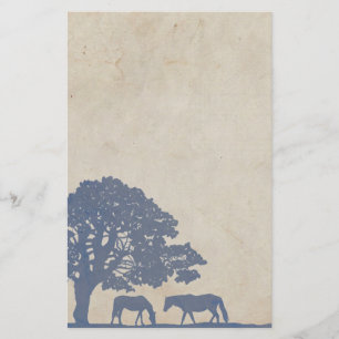 Papelaria Casamento de Fazendas de Cavalo Azul e Ivory Vinta