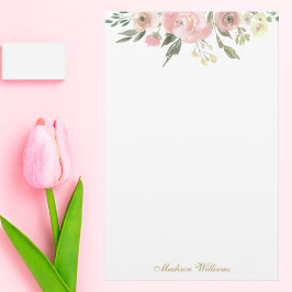 Papelaria Casamento de Monograma de Peônias Florais Elegante
