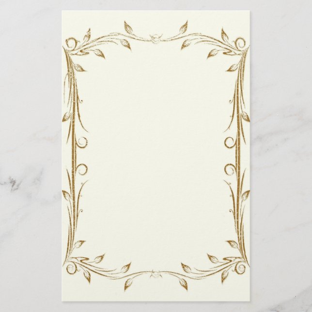 Papelaria Casamento Dourado Decorativo e Antiquado de Fronte (Frente)