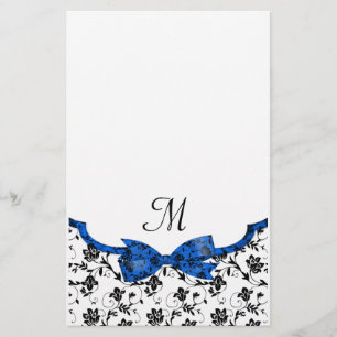 Papelaria Casamento preto branco e azul Satin Floral