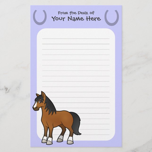Papelaria Cavalo de desenho animado (Frente)