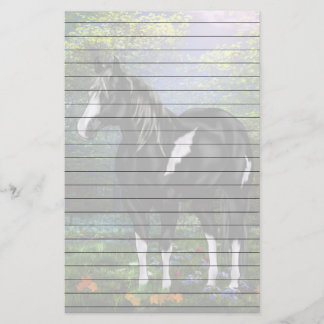 Papelaria Cavalo Pintado Overo Preto e Branco Impressão