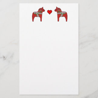 Papelaria Cavalos de Dala e papel de carta do coração