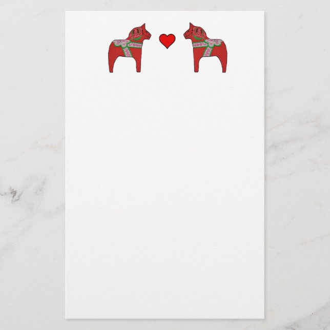 Papelaria Cavalos de Dala e papel de carta do coração (Frente)