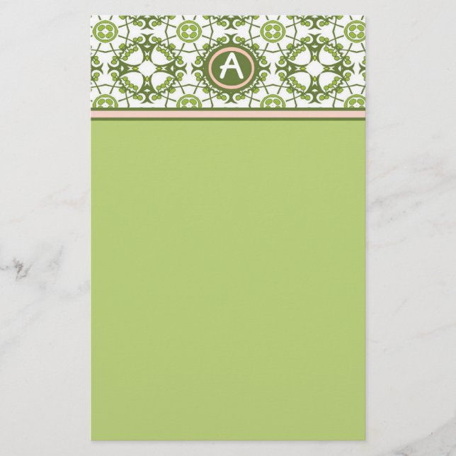 Papelaria Celta Verde Monogramada Elegante (Frente)