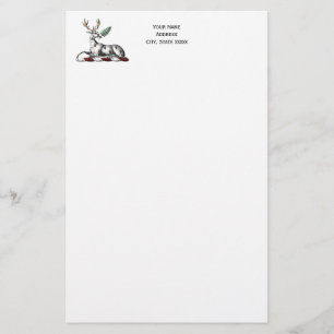 Papelaria Cervo com Emblema de Crista Heráldica de Samambaia