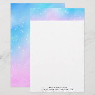 Papelaria Céu Gradiente de Pastel Rosa e Azul