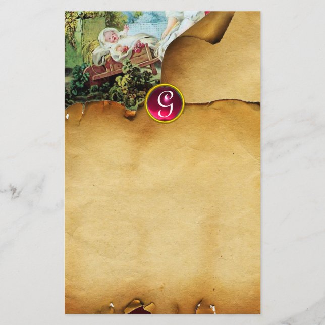 Papelaria CHÁ DE FRALDAS COROSO BURAÇO Castanho Ruby Monogra (Frente)