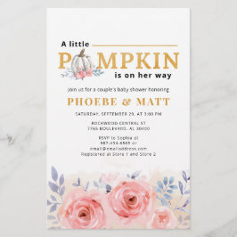 Papelaria Chá de fraldas de abóbora Aquarela Rosa Lilada Ros